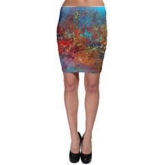 Abstract In Red, Turquoise, And Yellow Bodycon Skirts by digitaldivadesigns