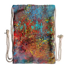 Abstract In Red, Turquoise, And Yellow Drawstring Bag (large)