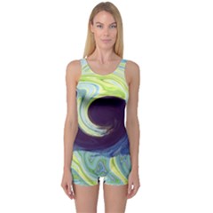 Abstract Ocean Waves Women s Boyleg One Piece Swimsuits