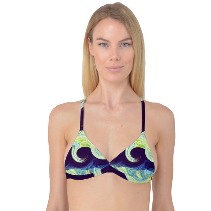 Abstract Ocean Waves Reversible Tri Bikini Tops