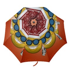 Funny Christmas Smiley With Sunglasses Folding Umbrellas by FantasyWorld7