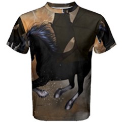 Awesome Dark Unicorn With Clouds Men s Cotton Tees