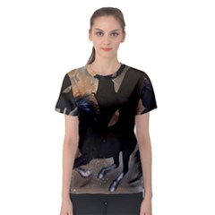 Awesome Dark Unicorn With Clouds Women s Sport Mesh Tees