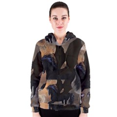 Awesome Dark Unicorn With Clouds Women s Zipper Hoodies