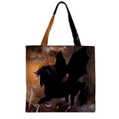 Awesome Dark Unicorn With Clouds Zipper Grocery Tote Bags