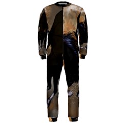 Awesome Dark Unicorn With Clouds Onepiece Jumpsuit (men)  by FantasyWorld7