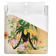 Cute Toucan With Palm And Flowers Duvet Cover Single Side (full/queen Size)