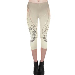 Music, Piano With Clef On Soft Background Capri Leggings