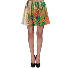 Tropical Design With Palm And Flowers Skater Skirts