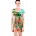 Tropical Design With Palm And Flowers Short Sleeve Bodycon Dresses View1