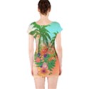 Tropical Design With Palm And Flowers Short Sleeve Bodycon Dresses View2