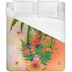 Tropical Design With Palm And Flowers Duvet Cover Single Side (double Size)