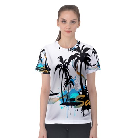 Surfing Women s Sport Mesh Tees by EnjoymentArt