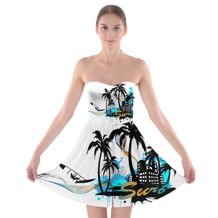 Surfing Strapless Bra Top Dress