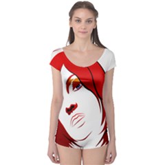 Women Face With Clef Short Sleeve Leotard