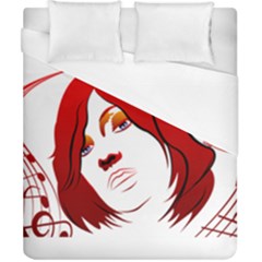 Women Face With Clef Duvet Cover Single Side (double Size)