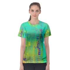 Abstract In Turquoise, Gold, And Copper Women s Sport Mesh Tees