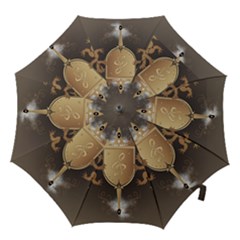 Music, Clef On A Shield With Liions And Water Splash Hook Handle Umbrellas (medium)