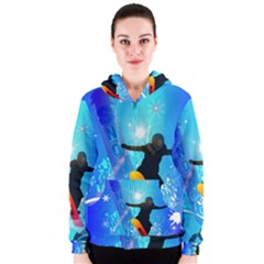 Snowboarding Women s Zipper Hoodies by FantasyWorld7