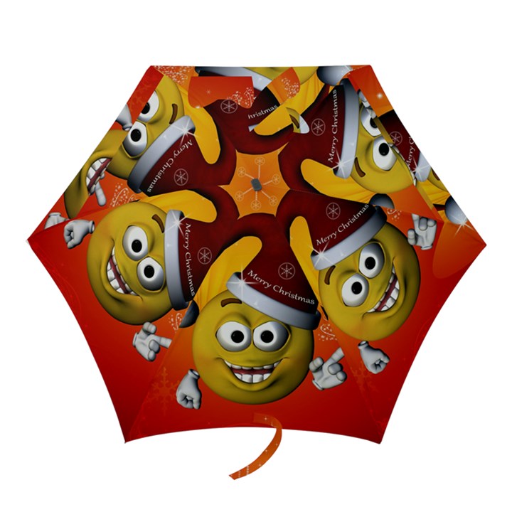 Cute Funny Christmas Smiley With Christmas Tree Mini Folding Umbrellas