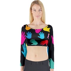 All Over Hands Long Sleeve Crop Top