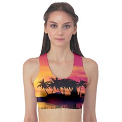 Wonderful Sunset Over The Island Sports Bra