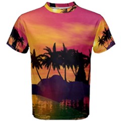 Wonderful Sunset Over The Island Men s Cotton Tees by FantasyWorld7