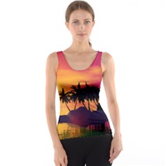 Wonderful Sunset Over The Island Tank Tops