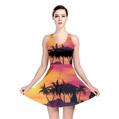 Wonderful Sunset Over The Island Reversible Skater Dresses