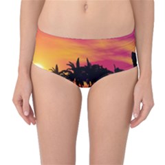 Wonderful Sunset Over The Island Mid-waist Bikini Bottoms