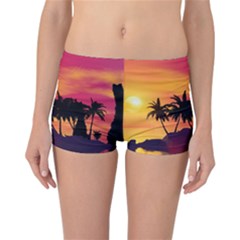 Wonderful Sunset Over The Island Reversible Boyleg Bikini Bottoms