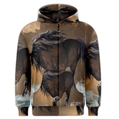 Beautiful Horse With Water Splash Men s Zipper Hoodies