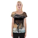 Beautiful Horse With Water Splash Women s Cap Sleeve Top View1