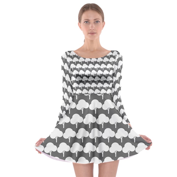 Tree Illustration Gifts Long Sleeve Skater Dress