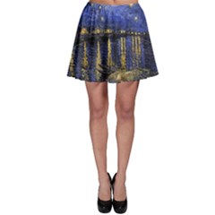 Vincent Van Gogh Starry Night Over The Rhone Skater Skirts by MasterpiecesOfArt