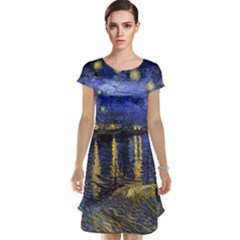 Vincent Van Gogh Starry Night Over The Rhone Cap Sleeve Nightdresses by MasterpiecesOfArt