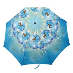 Wonderful Christmas Ball With Reindeer And Snowflakes Folding Umbrellas by FantasyWorld7