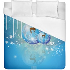 Wonderful Christmas Ball With Reindeer And Snowflakes Duvet Cover Single Side (kingsize) by FantasyWorld7