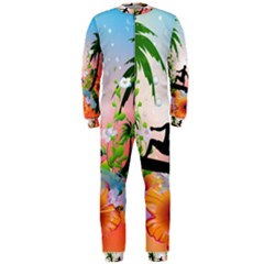 Tropical Design With Surfboarder Onepiece Jumpsuit (men)  by FantasyWorld7