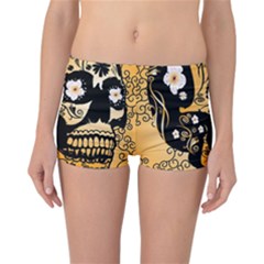 Sugar Skull In Black And Yellow Reversible Boyleg Bikini Bottoms by FantasyWorld7