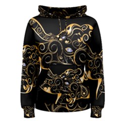 Beautiful Elephant Made Of Golden Floral Elements Women s Pullover Hoodies by FantasyWorld7