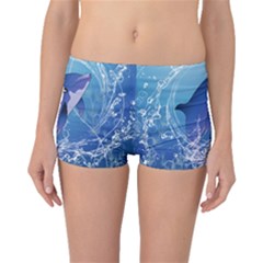 Cute Dolphin Jumping By A Circle Amde Of Water Boyleg Bikini Bottoms by FantasyWorld7