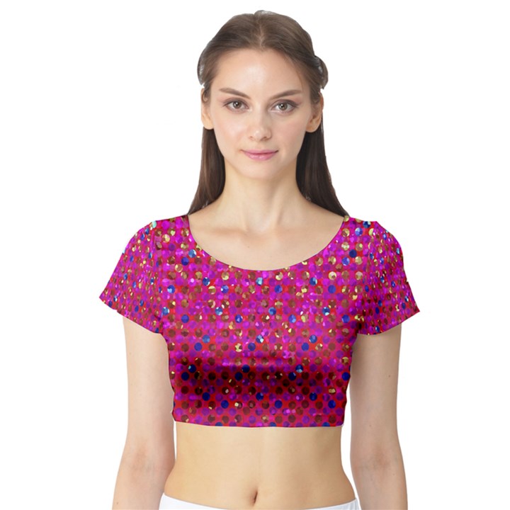 Polka Dot Sparkley Jewels 1 Short Sleeve Crop Top