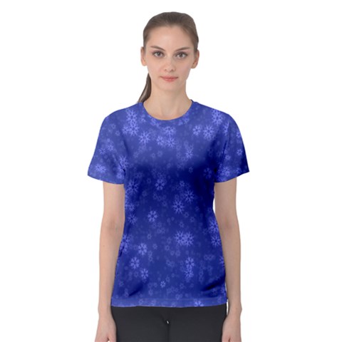 Snow Stars Blue Women s Sport Mesh Tees by ImpressiveMoments