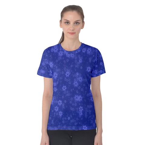 Snow Stars Blue Women s Cotton Tees by ImpressiveMoments