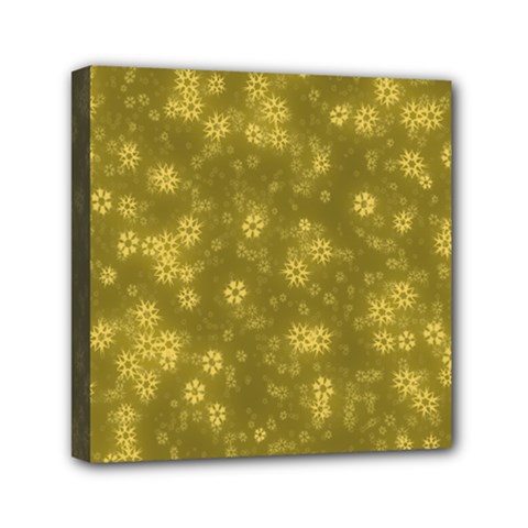 Snow Stars Golden Mini Canvas 6  X 6  by ImpressiveMoments