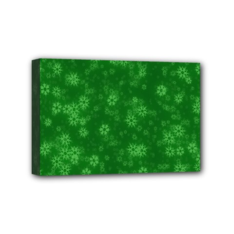 Snow Stars Green Mini Canvas 6  X 4  by ImpressiveMoments