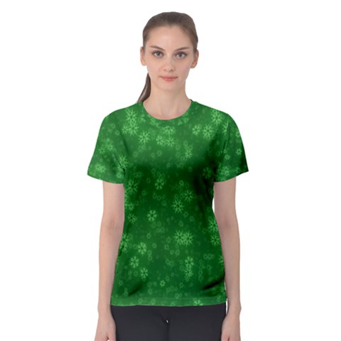 Snow Stars Green Women s Sport Mesh Tees by ImpressiveMoments