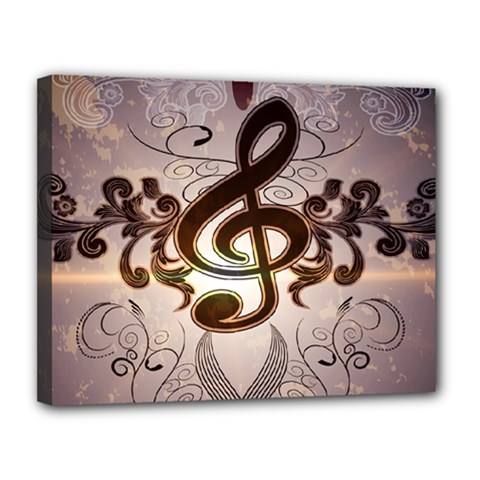 Music, Wonderful Clef With Floral Elements Canvas 14  X 11 