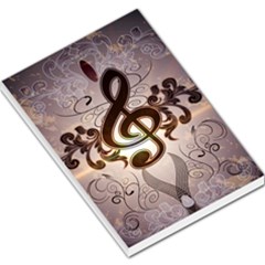 Music, Wonderful Clef With Floral Elements Large Memo Pads by FantasyWorld7